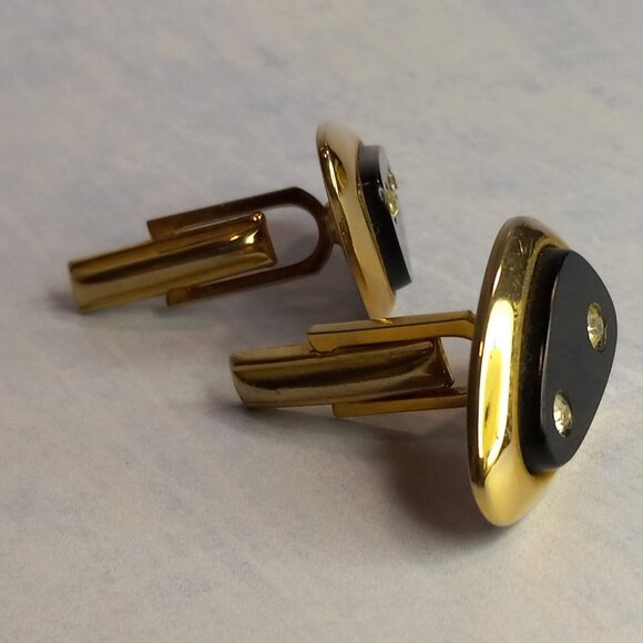 Sarah Coventry MCM Black Onyx Gold Bling Dice Cufflinks - Picture 5 of 10